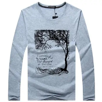 SWENEARO Pánské Oblečení značky T-Košile Muži ' s Ležérní Bavlněné Strom s Dlouhými rukávy T-shirt Velký Strom Kreslený Tisk Slim Tees Velikost 5XL