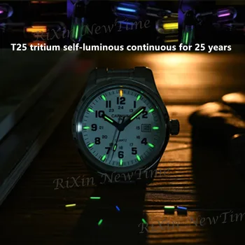 Tritium světelný T25 armádní sportovní vodotěsné quartz pánské hodinky z nerezové oceli kožený luxusní slavné značky módní ležérní hodinky