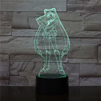 Tsukino Usagi Obrázek USB 3D LED Noční Světlo Dekorace Dítě, Děti, Dítě Dárky Japonské Anime Dívky Sailor Moon Stolní Lampa Noční