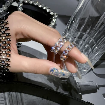 Třpytivý zirkon crystal klasické otevírací dámské prsteny 2020 nové sexy dívka přehnané prst příslušenství svatební party kroužek