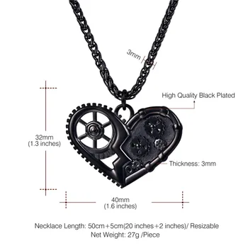 U7 Steampunk Náhrdelníky Starožitné Srdce Dutý Přívěsek Mechanické Převodovky Vzory Řetěz Náhrdelník Šperky Pro Muže, Ženy, Dárky P1176