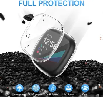 Ultra Tenké Screen Protector Pouzdro pro Fitbit Versa 3 Smysl, 3 Pack TPU Ochranný Kryt pro Fitbit Smysl Smartwatch