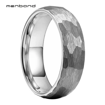 Unikátní Kladivo Prsten Ženy Karbidu Wolframu Snubní prsten S Multi Tvář Kartáč Dokončit 6 MM Comfort Fit