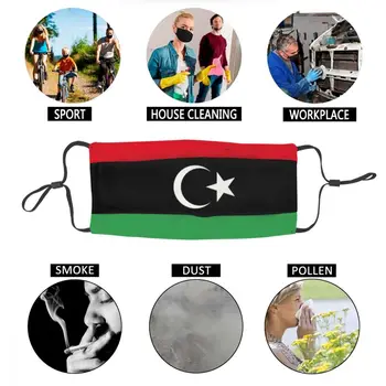 V Pračce Unisex Dospělé Vlajka Libye Ústech Masku Proti Prachu Ochranný Kryt Respirátor Úst Muflové