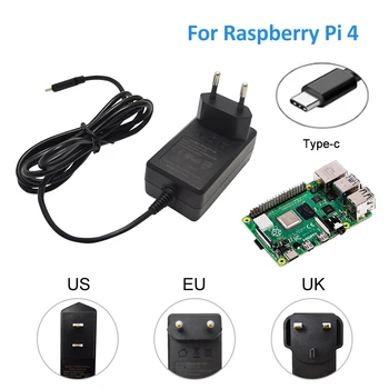 Velkoobchodní Raspberry Pi 4 Napájecí Adaptér kombinaci 5V 3A Typ-C Napájecí zdroj pro RPI 4 Model B EU/US/UK k Dispozici Nabíječka
