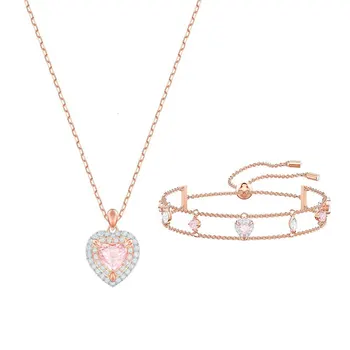 Vysoce kvalitní SWA, 2019 elegantní módní šperky kouzlo mini růžová láska srdce krystal ve tvaru dámské šperky náhrdelník šperky