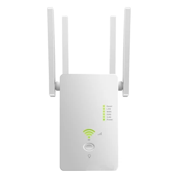 WiFi Repeater Zesilovač Signálu 1200M Bezdrátové Směrovače Sítě Extender 2.4/5.8 G WiFi 2 Porty (EU Plug)