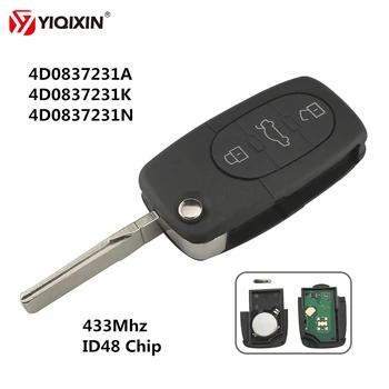YIQIXIN 3 Tlačítka Flip Skládací Vzdálené Auto Klíče Pro Audi 4D0837231A 4D0837231K 4D0837231N Čip ID48 Pro A3 A4 A6 A8 TT Staré Modely