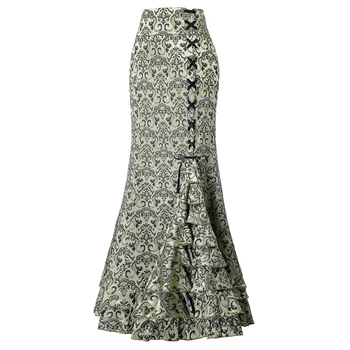 YJSFG DŮM Vintage Ženy Sukně Trubka Mořská víla Gothic Dlouho Steampunk Maxi Sukně Fishtail Viktoriánské Módní Obvaz Sukně