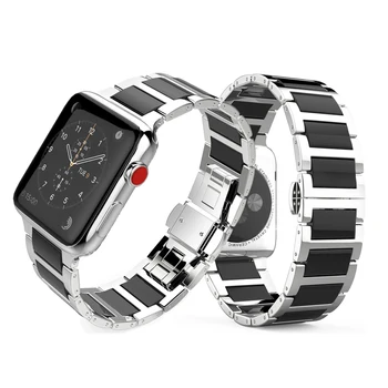 Z nerezové Oceli Popruh Pro Apple watch band 44mm 40mm iWatch kapela 42mm 38mm Kovová Keramický Odkaz Náramek hodinky apple watch série 5 4 3