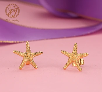 Zhijia Jednoduché, Elegantní zlaté barevné hvězdice náušnice mořská hvězda náušnice pro ženy z nerezové oceli hvězdice Stud Eariing šperky
