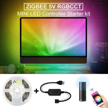 ZigBee led rgbcct mini ovladač smart tv strip světlo 5V Usb regulátor Alexa Echo plus hlasové ovládání zigbee smartthings hub