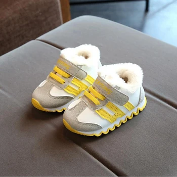 Zimní dětské boty 0-2-3 let starých chlapců,' plyšová bavlna boty dětské Non-Slip sportovní obuv dívčí vycházkové boty