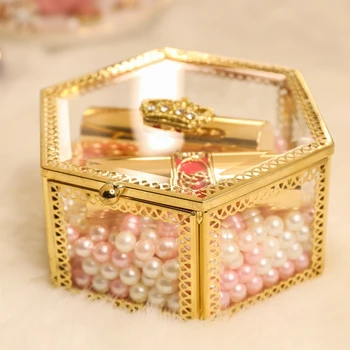 Zlatá Cetka Box Vintage Šperky Box Šperky Organizátor Starožitný Ručně Vyráběné Hexagonální Marnost Marnost Komodu Domácí Dekoraci, Dárek