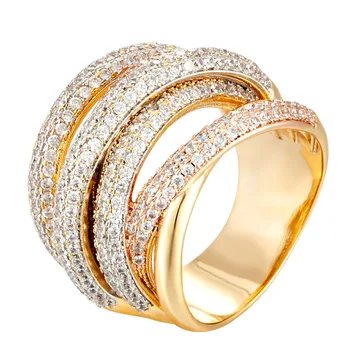 Zlxgirl šperky plné Pave zirkony Měď prsten Zásnubní Ženské dámské Svatby Prsteny Šperky Příslušenství anel doprava zdarma