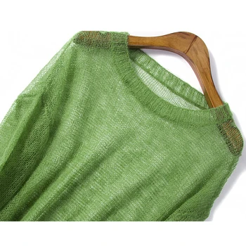 Ženy Mohér Svetr Šaty Zelené Svetry Měkké Tenké dlouhé šaty pro Podzim Jaro Duté šaty