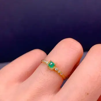 ženy, prsten, zelený smaragd prsten pro dívky ornament real 925 stříbro, náměstí, přírodní klenot styl dárek k narozeninám Může kámen prodej