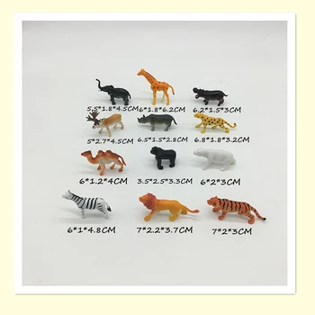 Žirafa, Tygr, Lev, Zebra, Slon malé plastové Simulace zvířecí model panenka pvc akční obrázek Raného vzdělávání hračky 12KS